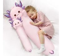 Mewaii 20in Long Plush Axolotl Pillows Stuffed Animals Plushie Pillows - Cute Axolotl Plushies Sleeping Hugging Pillow Toys for Kids(Purple)