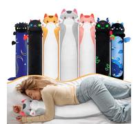 Mewaii 28in Long Cat Plush Pillows Stuffed Animals Squishy Pillows - Cute Plushie Kitten Sleeping Hugging Pillow Toys for Kids(Gray)