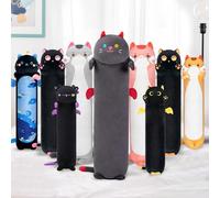 Mewaii 28in Long Cat Plush Pillows Stuffed Animals Squishy Pillows - Plushie Cute Kitty Sleeping Hugging Plush Pillow Soft Toys for Kids(Black)