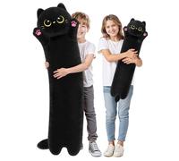Mewaii 44in Long Cat Plush Body Pillows Stuffed Animals Plushie Pillows - Cute Kitten Plushies Sleeping Hugging Pillow Toys for Kids(Black Cat)