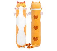 Mewaii 44in Long Cat Plush Pillows Stuffed Animals Squishy Pillows - Plushie Cute Kitty Sleeping Hugging Plush Pillow Soft Toys for Kids(Orange)