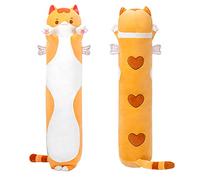 Mewaii 51in Long Cat Plush Pillows Stuffed Animals Squishy Pillows - Cute Plushie Kitten Sleeping Hugging Pillow Toys for Kids(Orange)