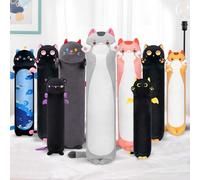 Mewaii 51in Long Cat Plush Pillows Stuffed Animals Squishy Pillows - Cute Plushie Kitten Sleeping Hugging Pillow Toys for Kids(Gray)