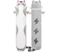 Mewaii 51in Long Cat Plush Pillows Stuffed Animals Squishy Pillows - Plushie Cute Kitty Sleeping Hugging Plush Pillow Soft Toys for Kids(Gray)
