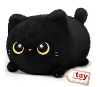 Mewaii 8'' Soft Black Cat Plush Pillow - Adorable Cuddle Plush Toy, Squishy Stuffed Animal for Kids, Adults, and Plushie Lovers, Perfect for Hugging and Relaxing