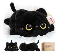 Mewaii Black Cat Teddy Cute Plushies, Ultra-Soft, 33cm (13in) | Cuddle-Friendly Shape, Machine Washable, Desk Display, Desk Decor, Gifts For Kids & Cat Lovers