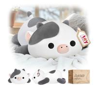 Mewaii Cow Teddy Cute Plushies, Ultra-Soft, 33cm (13in) | Cuddle-Friendly Shape, Machine Washable, Desk Display, Desk Decor, Gifts For Kids & Cow Lovers