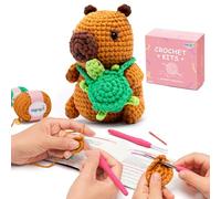 Mewaii Crochet Kit for Beginners Level 1 with 40% Extra Pre-Started Easy Yarn, Step-by-Step Video Tutorials for Adults and Kids (Capybara)