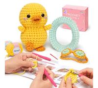 Mewaii Crochet Kit for Beginners Level 2 with 40% Extra Eco-Friendly Pre-Started Easy Yarn, Step-by-Step Video Tutorials for Adults and Kids (Summer Duck)