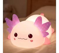 Mewaii Kids Night Light Axolotl Night Light, BPA-Free | 30 Min Timer, 3 Levels Dimmable, 4 White Noise Sounds, Rechargable, Soft Silicone, Nursery Decor, Gift for Boys & Girls
