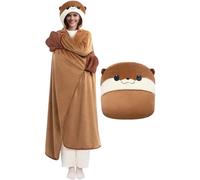 Mewaii Otter Gifts, Wearable Blanket Hoodie, Soft Flannel Otter Blanket
