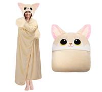 Mewaii Oversized Wearable Blanket Hoodie- Kawaii Fennec Fox Hooded Cloak, Soft Plush Flannel Blanket Hoodie,Unisex Cozy Blanket for Kids Women Men,Great Gift for Christmas&Birthdays (51.2"x62.2")