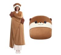 Mewaii Oversized Wearable Blanket Hoodie - Kawaii Otter Hooded Cloak, Soft Plush Flannel Blanket Hoodie, Unisex Cozy Blanket for Kids, Women, Men,Great Gift for Christmas & Birthdays (51.2"x62.2")