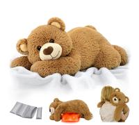 Mewaii Weighted Brown Bear Plush with Microwave Head Pad - 23 inch Weighted Stuffed Animal Adjustable, Heatable & Coolable Plushie Pillow for Cuddle, Gifts for Women Kids Girls (2.3KG)