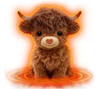Mewaii Weighted Highland Cow Plush with Heat Pad, Microwave Heat Pad 50mins Lasting Warmth Cow Stuffed Animals for Stress Relief, Highland Cow Gifts for Women Girls-9inch