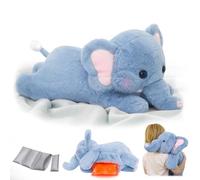 Mewaii Weighted Stuffed Animal with Microwave Heat Pad - 23inch Weighted Elephant Plush with Adjustable, Heatable & Coolable Bag for Cuddly Companion for Adults Kids(5.0Lbs)