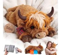 Mewaii Weighted Stuffed Animals Highland Cow Plush, Heatable Coolable, 5lbs | Adjustable Comfort, Microwaveable Removable Inner Pad, Machine Washable Cover, Cozy Gift for Adults & Kids, 23in