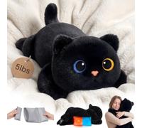Mewaii Weighted Teddy Black Cat Plush 2.3kg, Dual Hot-Cold and Adjustable Weight Stuffed Animal for Comfort & Cozy, Cuddly Real Hug Cat Plushie Gifts for Women & Girls & Kids, 50cm(23inch)