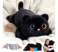 Mewaii Weighted Teddy Black Cat Plush Stuffed Animals with Microwavable Heating Pad - 5 lbs(2.3kg), Weighted Plush Soft Toy Plushie for Comfort, 23 Inch(58 cm) Large Cuddly Gift for Kids Adults