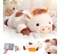 Mewaii Weighted Teddy Cow Plush, Heat & Cool, 2.3kg (5lb), 58cm | Adjustable Comfort, Huggable Shape, Microwaveable Removable Inner Pad, Machine-Washable Cover, Cosy Gifts For Adults & Kids