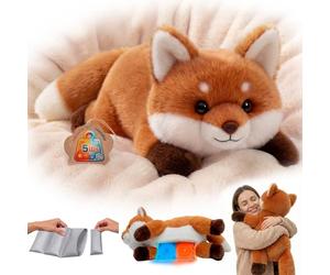 Mewaii Weighted Teddy Fox Plush Stuffed Animals, 2.3KG Microwavable Heating Pad Adjustable, Heatable & Coolable Plush for Realistic Hug, Removable Inner Pad, Gifts for Kids & Adults (58cm)