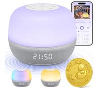 Mewaii White Noise Machine Baby, Rechargeable Sleep Sound Machine with 34 Soothing Sounds, Alarm Clock Bedside with 360 RGB Light, White Noise App Control for Nursery Sleep Bedroom