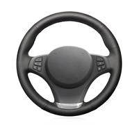 MEWANT Breathable Customized Hand-Stitch Car Steering Wheel Cover for BMW X3 E83 2007-2010 / X5 E53 2000-2006 Steering Wheel Accessories for BMW X3 X5 Made of Black Microfiber Leather