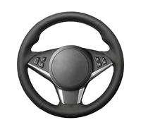 MEWANT Car Steering Wheel Cover Hand Sewing Black Artificial Leather Steering Wheel Wrap for E60 E61(Touring) 530d / E63 2003-2010 / E64 2004-2010