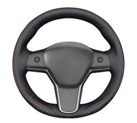 MEWANT Custom Fit Hand Stitch Steering Wheel Cover for Tesla Model 3 / Y (2017-2023), Premium Black Microfiber Leather Heat-Conductive OEM Plus Grip