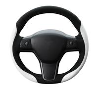 MEWANT Custom Fit Hand Stitch Steering Wheel Cover for Tesla Model 3 / Y (2017-2023), Premium Black Microfiber Leather Heat-Conductive OEM Plus Grip
