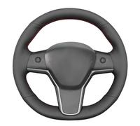 MEWANT Custom Fit Hand Stitch Steering Wheel Cover for Tesla Model 3 / Y (2017-2023), Premium Black Microfiber Leather Heat-Conductive OEM Plus Grip