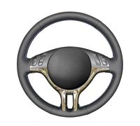 MEWANT Customized Hand-Stitch Black Artificial Leather Car Steering Wheel Wrap for E46 318i 325i 330ci E39 X5 E53 Z3 E36/7 E36/8
