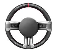 MEWANT DIY Black Shiny PU Carbon Fiber Woven Embossed Artificial Leather Steering Wheel Cover for Ford Mustang 2010-2014