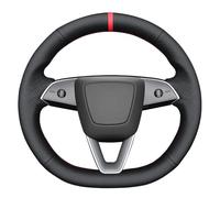 MEWANT DIY Black Solid Woven Embossed Faux Leather Steering Wheel Cover for Tesla Model3 Highland Model Y Juniper 2025