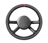 MEWANT DIY Hand Stitch Black Genuine Leather Steering Wheel Cover for Jeep Wrangler (JK) 2007-2010