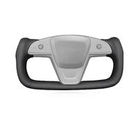 MEWANT Hand Sew Real Leather Car Steering Wheel Cover Wrap for Tesla Yoke Model S Plaid 2021-2023 / Model X 2021-2023 Steering Wheel Accessories for Tesla Yoke
