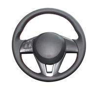 MEWANT Hand Sewn Black Leather Car Steering Wheel Cover for Mazda 3 2014-2016 Mazda 6 2014-2016 Mazda 2 2015-2017 CX-3 2016-2017 CX-5 2013-2016 for Scion iA 2017