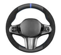 MEWANT Hand Stitch Black Faux Leather Embossed Athsuede Steering Wheel Cover for BMW F44 G20 G22 G30 G32 G14 G15 X3 G01