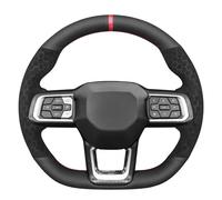 MEWANT Hand Stitch Black Faux Leather Hexagon Embossed Athsuede Steering Wheel Cover Wrap for Ford Mustang 2024