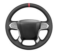 MEWANT Hand Stitch Black Smooth Embossed Faux Leather Steering Wheel Cover for Chevy Silverado 1500 2500 Suburban Tahoe