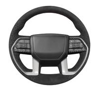 MEWANT Steering Wheel Cover Compatible with Toyota Tacoma 2024 / Tundra 2022-2024 / Sequoia 2023-2024 Black Hive Embossed Leather Hand-Stitched Genuine Leather Steering Wheel Wrap