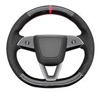 MEWANT Steering Wheel Cover for Tesla Model 3 Highland 2023-2025 / Tesla Model Y 2025 Hand-Stitched Carbon Fiber Suede Steering Wrap