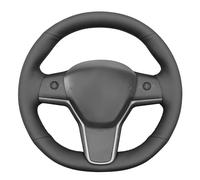 MEWANT Steering Wheel Cover Wrap for Tesla Model Y 2020-2023 Model 3 2017-2023 Made of Black Smooth Artificial Leather