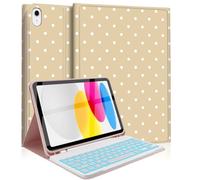 Mewealth Keyboard Case for iPad 11th 10th Generation with Pencil Holder, Backlights LED Wireless Keyboard Cover for 11th A16 11-inch 2025, 10th Gen 10.9 Inch 2022, Polka Dot SoftPink-White