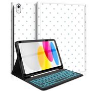 Mewealth Keyboard Case for iPad 11th 10th Generation with Pencil Holder, Backlights LED Wireless Keyboard Cover for 11th A16 11-inch 2025, 10th Gen 10.9 Inch 2022, Polka Dot White-Blue