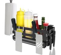 MeWeBlue Space Saving Grill Accessories Storage Caddy for Griddle Accessories, BBQ Accessories Holder for Blackstone 28”-36” Griddle with a Magnetic Tool Holder and 6 J-Hooks