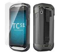 mewgulf Protective Case Cover for Zebra TC51 TC52 TC56 TC57 TC510K SG-TC5X-EXO1-01 Rugged Boot with Hand Strap for Zebra Phone Case with Tempered Glass (Black)