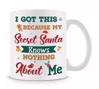Mewgulfs Secret Santa Gifts for Women Men, Funny Christmas Gifts 330ml Secret Santa Mug Tea Coffee Mugs Birthday Christmas Gifts for Family Friends (Secret Santa)