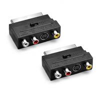 MewHunk 2 x Scart to 3 x RCA Female In/Out Switch S Video Adapter Audio Video Adapter for Home Cinema Systems, Scart to RCA Adapter for DVD Player, Game Console, VHS Recorder