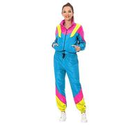 mewjoy 80s Tracksuit Women Hip Hop Windbreaker Sets Colorblock Jacket Pants Set for Halloween Carnival Party Adult, L